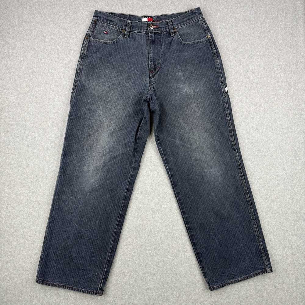 Vintage Tommy Hilfiger Jeans Mens 33x30‎ Blue Carpenter Baggy Wide Leg Denim